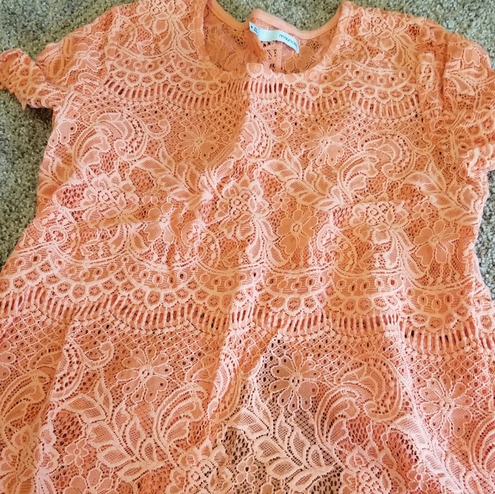 Sheer peach short sleeve top